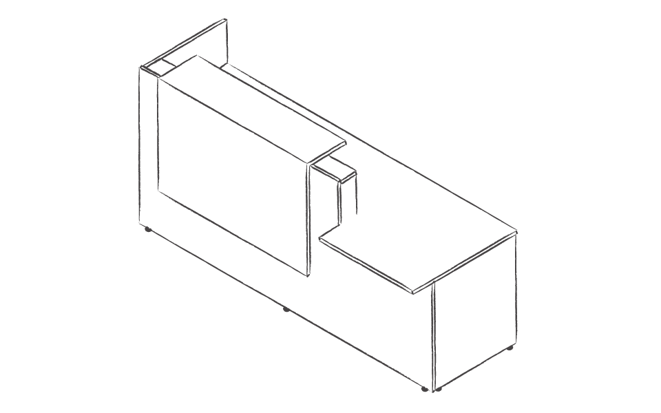 Dibujo tipo CAD de recepciones de oficina en chile