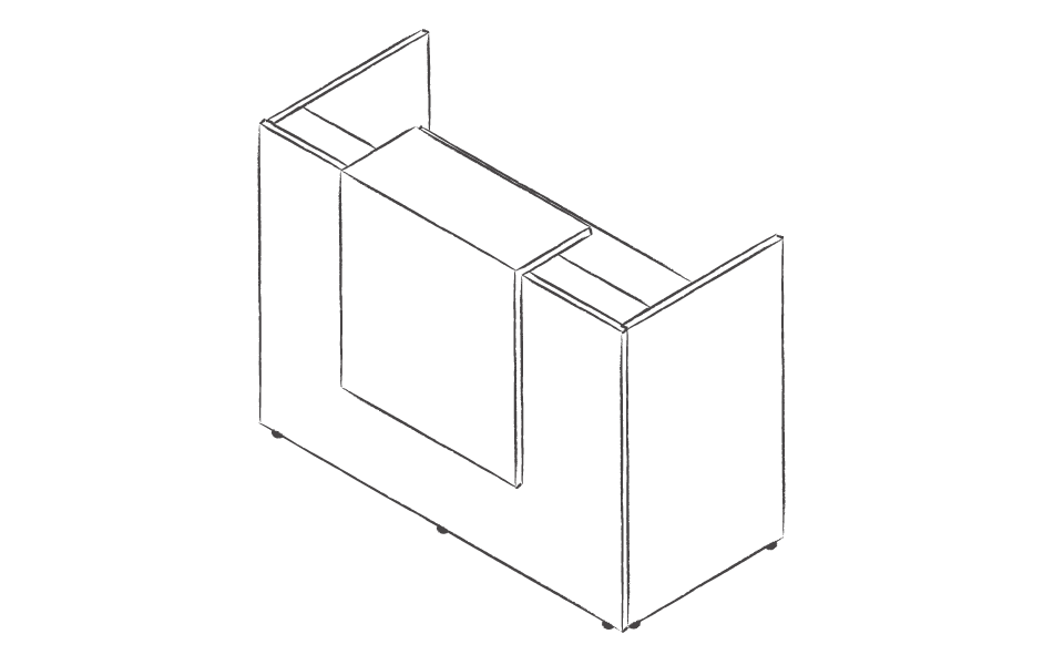 Dibujo tipo CAD de recepciones de oficina en chile