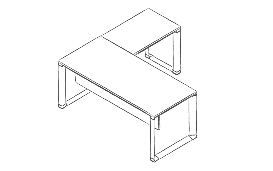 Dibujo tipo CAD de escritorios y mesas de oficina en chile