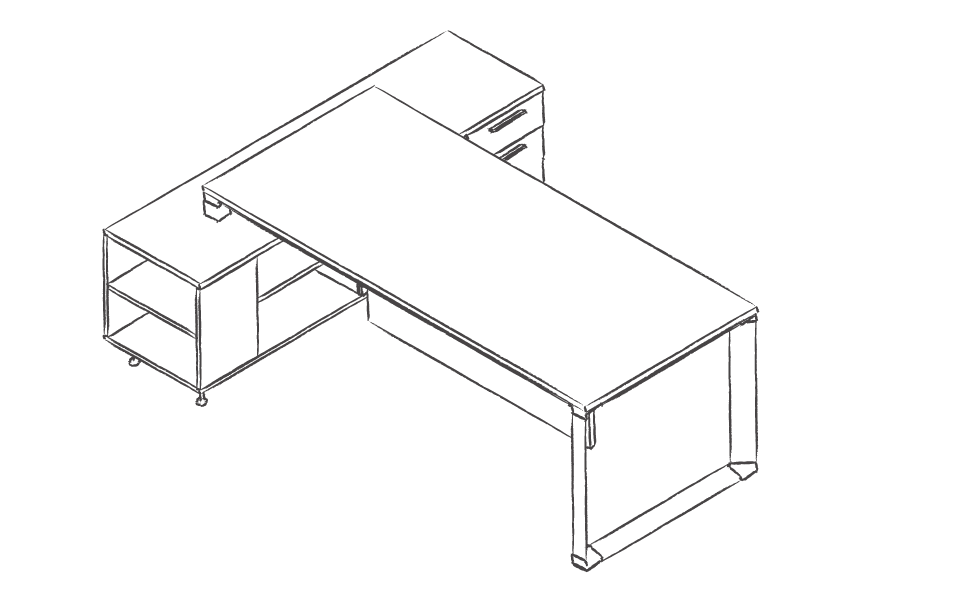 Dibujo tipo CAD de escritorios y mesas de oficina en chile