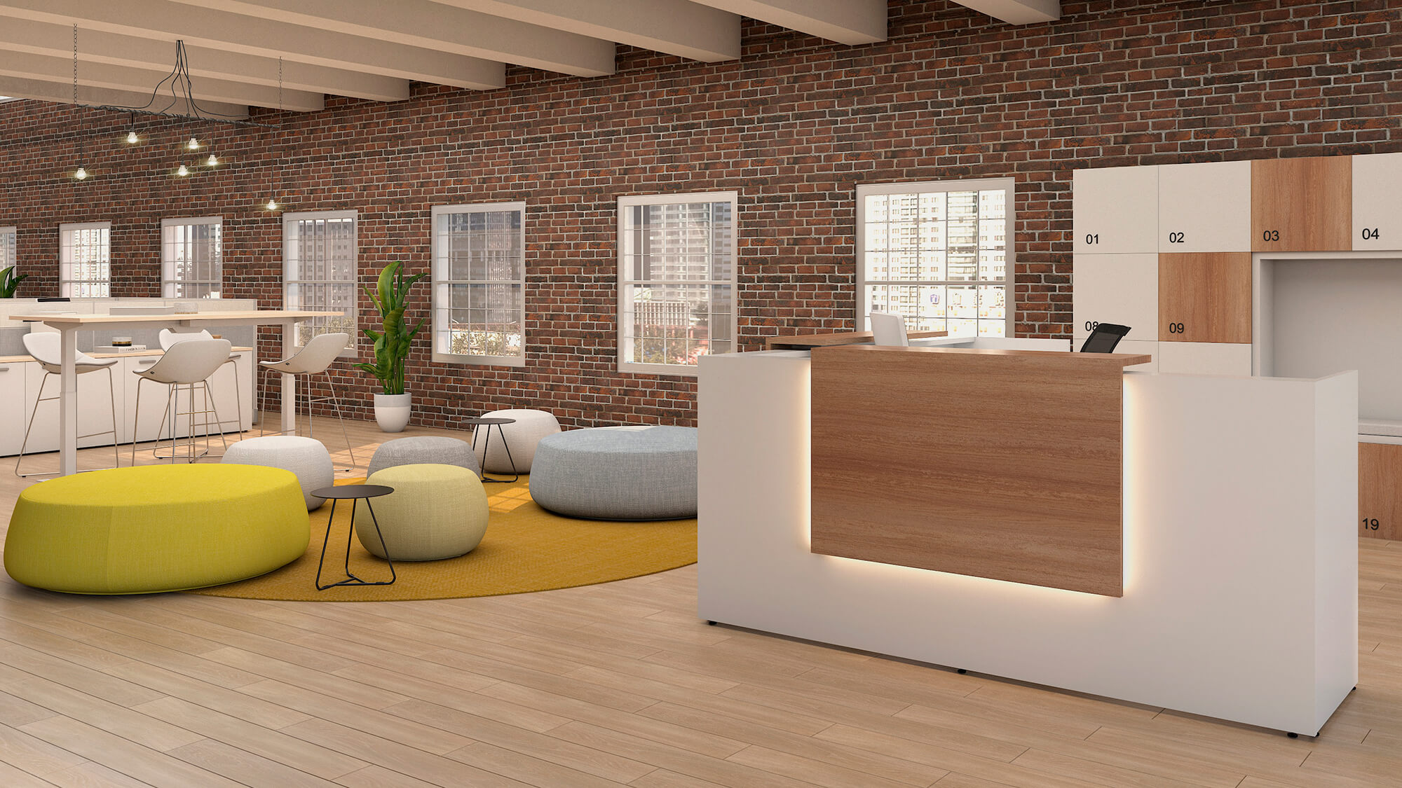 Un espacio con escritorios regulables en altura y mesas modernas de oficina en chile.