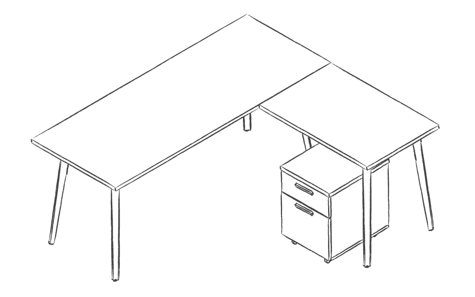 Dibujo tipo CAD de escritorios y mesas de oficina en chile