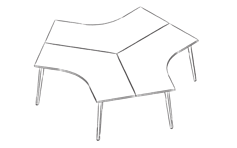 Dibujo tipo CAD de escritorios y mesas de oficina en chile